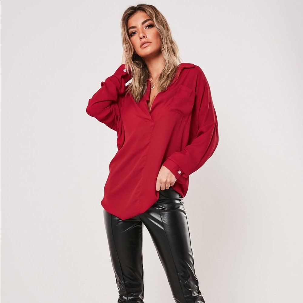 Missguided oversized tunic top red